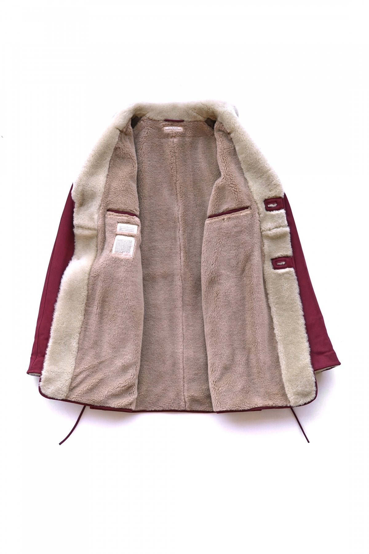 OLD JOE ★★★ - EXCLUSIVE GATHERING WAIST MOUTON COLLAR JACKET - BURGUNDY