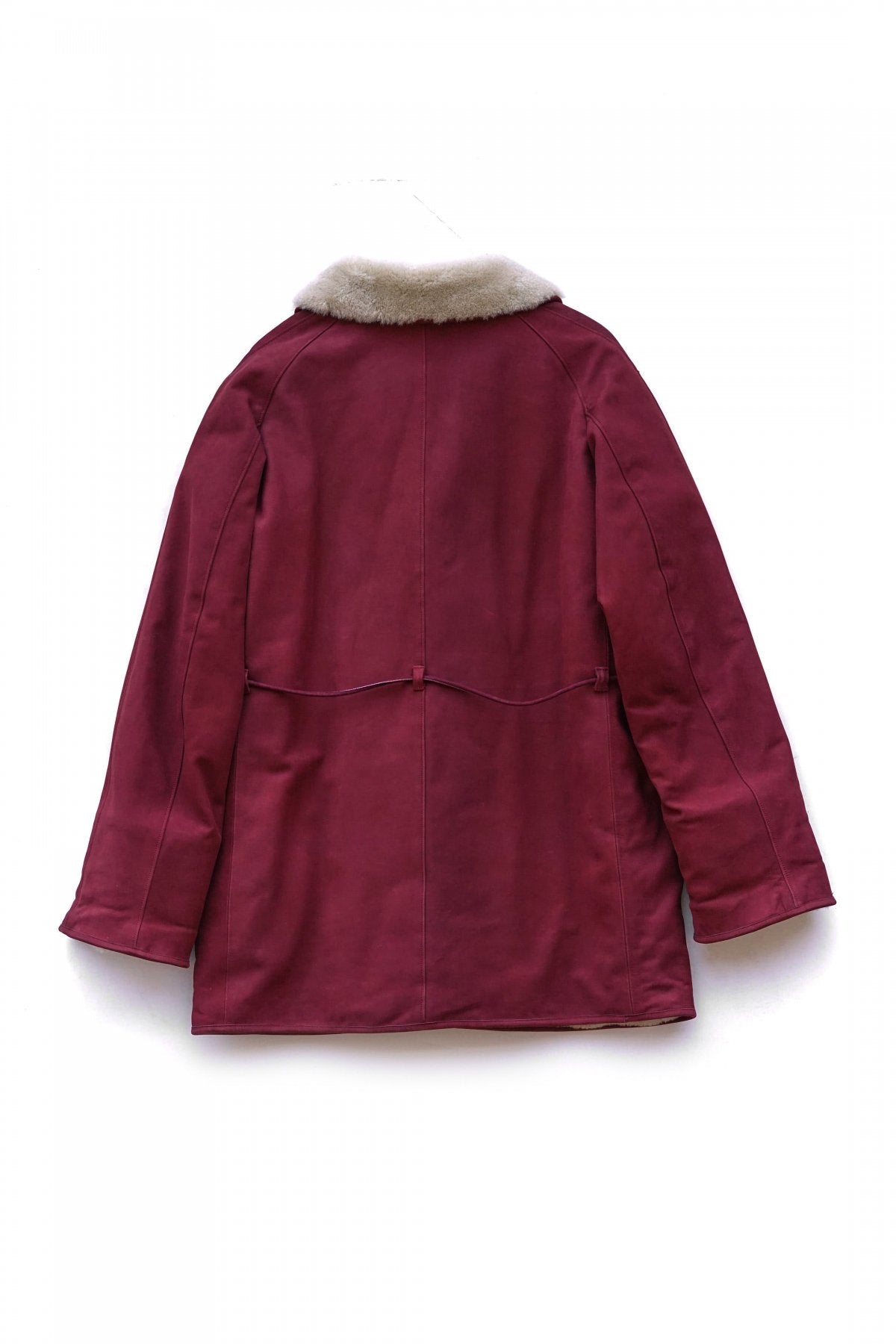 OLD JOE ★★★ - EXCLUSIVE GATHERING WAIST MOUTON COLLAR JACKET - BURGUNDY