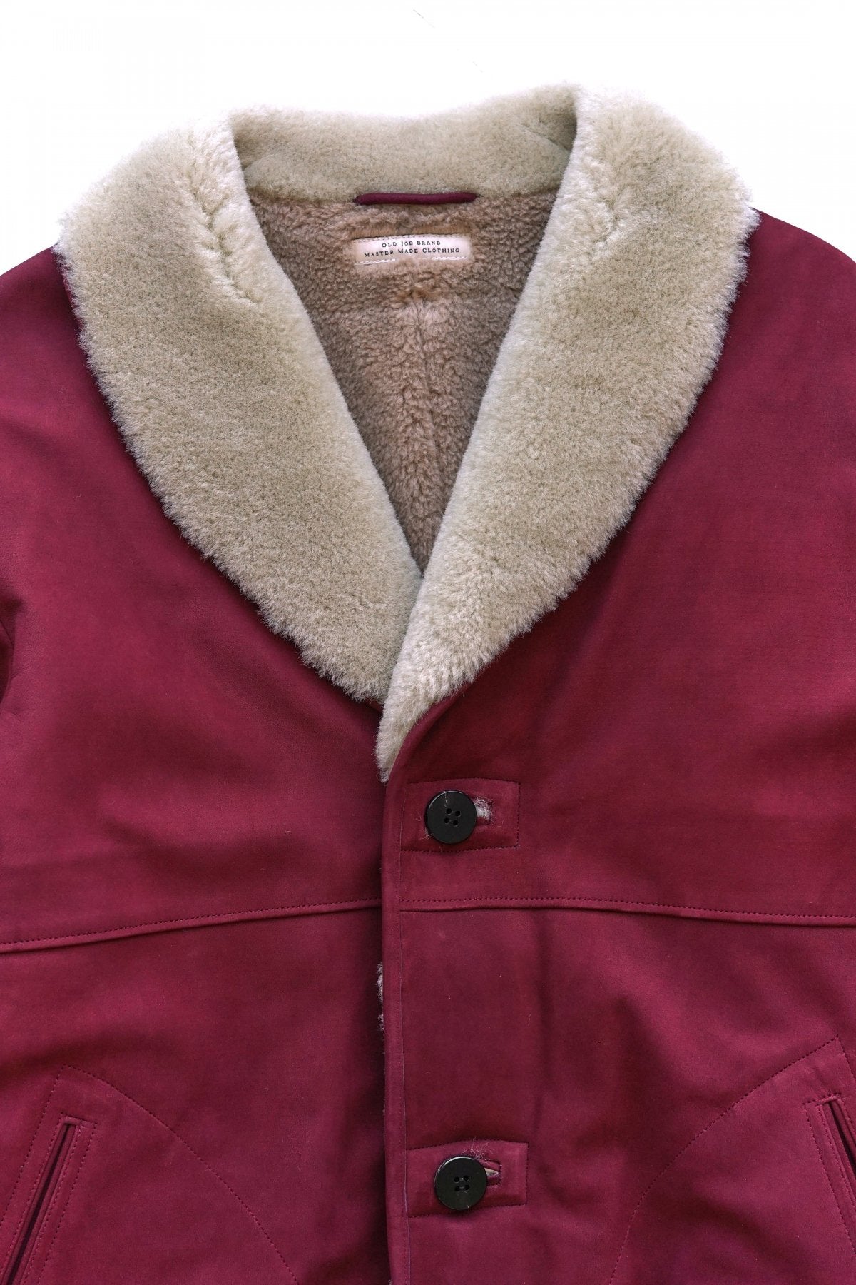 OLD JOE ★★★ - EXCLUSIVE GATHERING WAIST MOUTON COLLAR JACKET - BURGUNDY