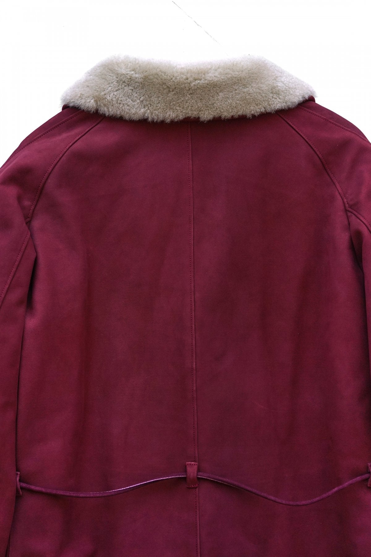 OLD JOE ★★★ - EXCLUSIVE GATHERING WAIST MOUTON COLLAR JACKET - BURGUNDY