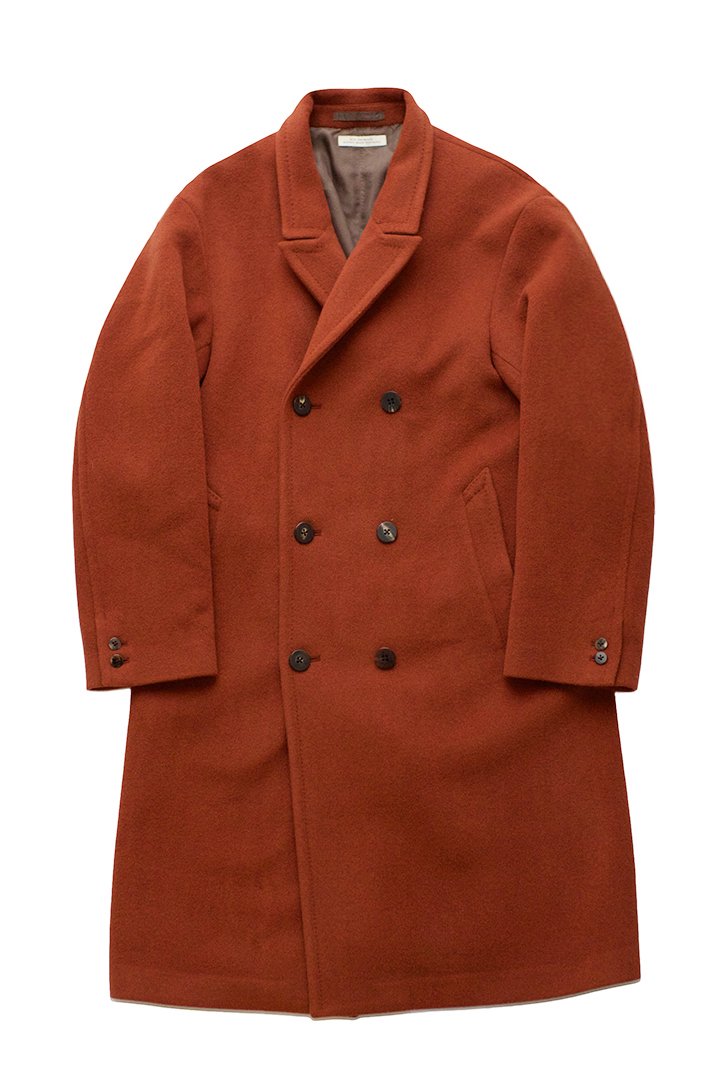 OLD JOE - BEAVER CLOTH DOUBLE BREASTED COAT - CAYENNE