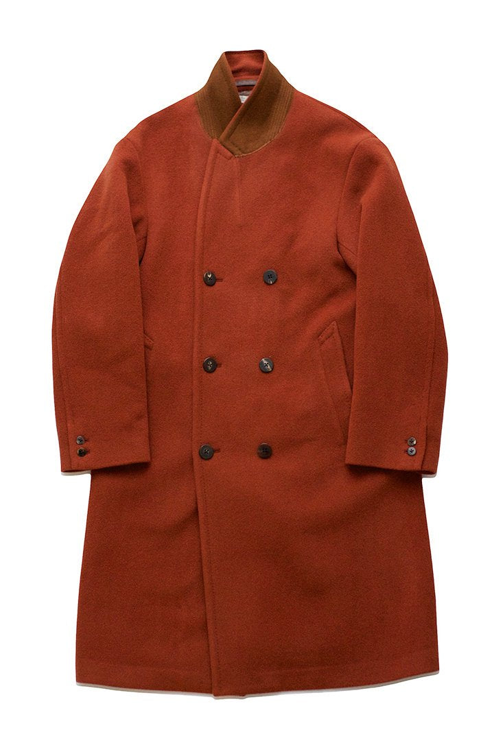 OLD JOE - BEAVER CLOTH DOUBLE BREASTED COAT - CAYENNE