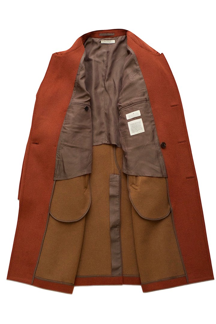 OLD JOE - BEAVER CLOTH DOUBLE BREASTED COAT - CAYENNE