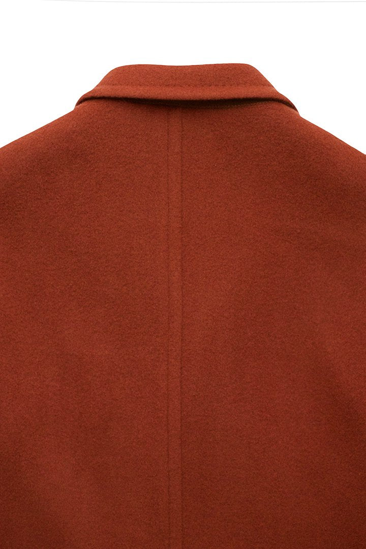 OLD JOE - BEAVER CLOTH DOUBLE BREASTED COAT - CAYENNE