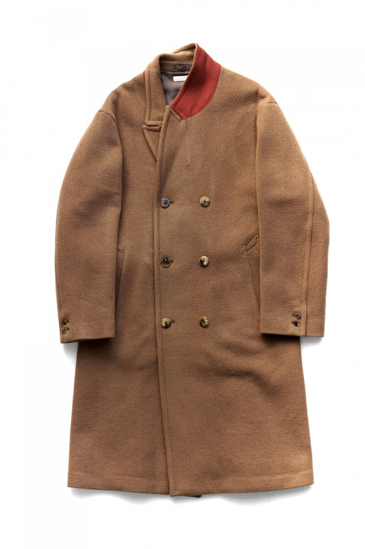 OLD JOE - BEAVER CLOTH DOUBLE BREASTED COAT - SIENNA