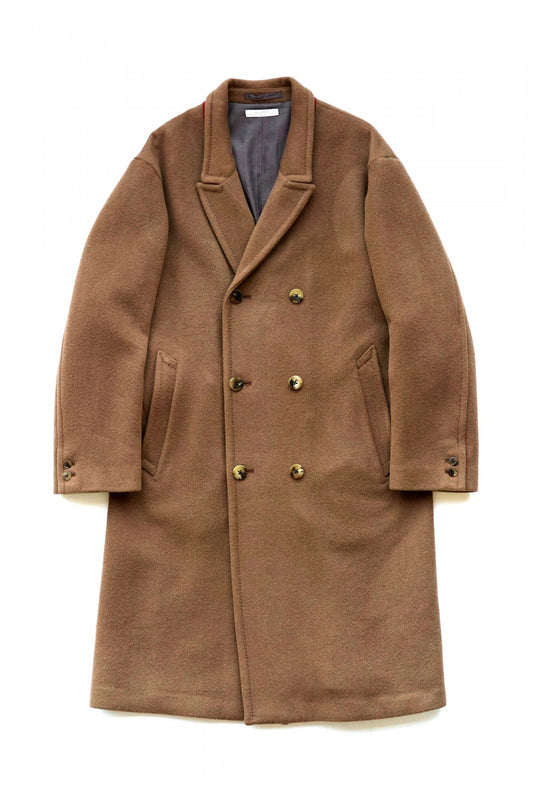 OLD JOE - BEAVER CLOTH DOUBLE BREASTED COAT - SIENNA