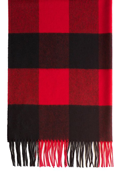 JOHNSTONS OF ELGIN - CASHMERE STOLE - BLACK/RED/BLOCK