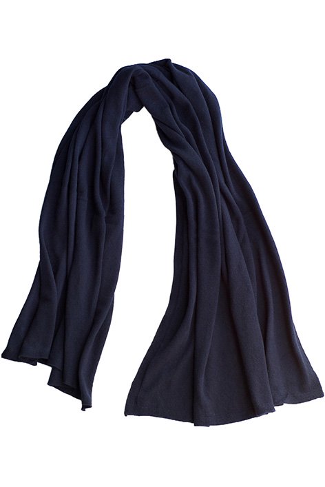 JOHNSTONS OF ELGIN - CASHMERE KNIT STOLE - DARK NAVY