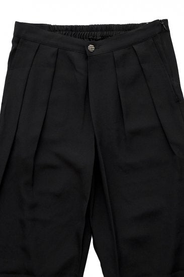 humoresque - SILK TUCK PANTS - BLACK