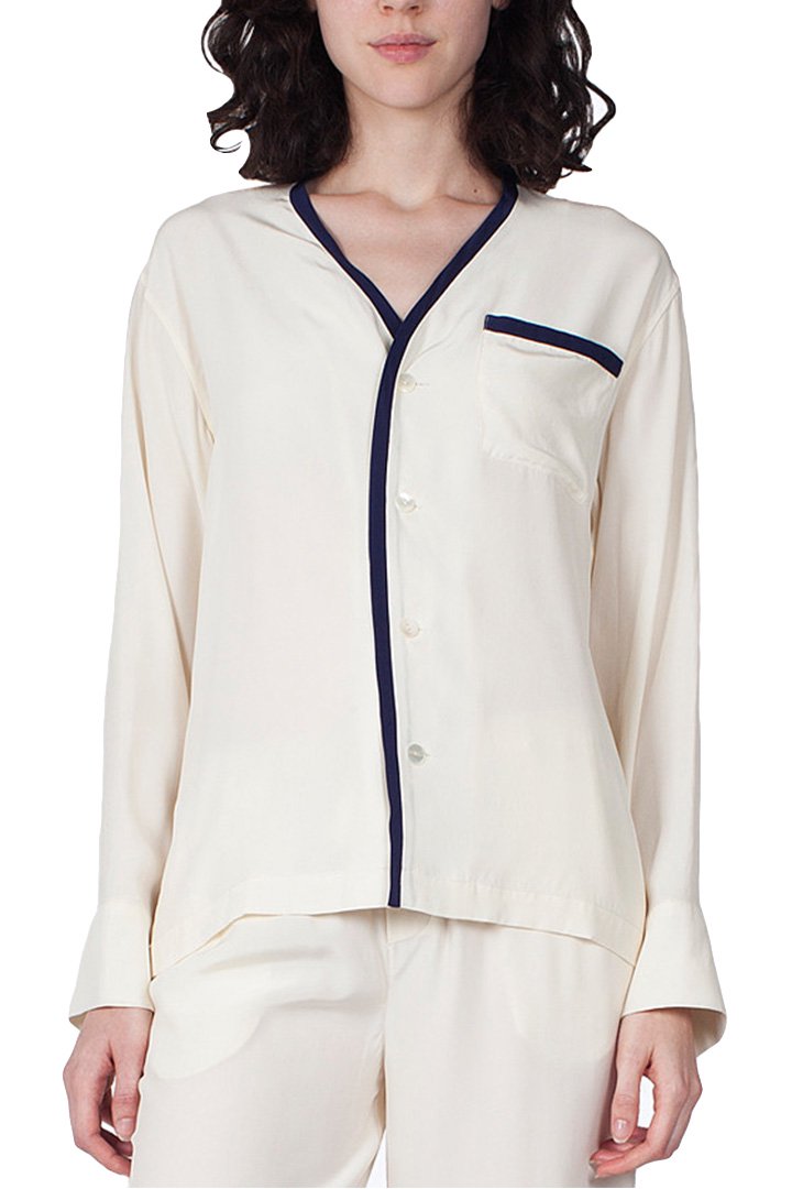 SLEEPY JONES WOMEN'S - BETTINA SILK CARDIGAN -SILK CHARMEUSE CREAM