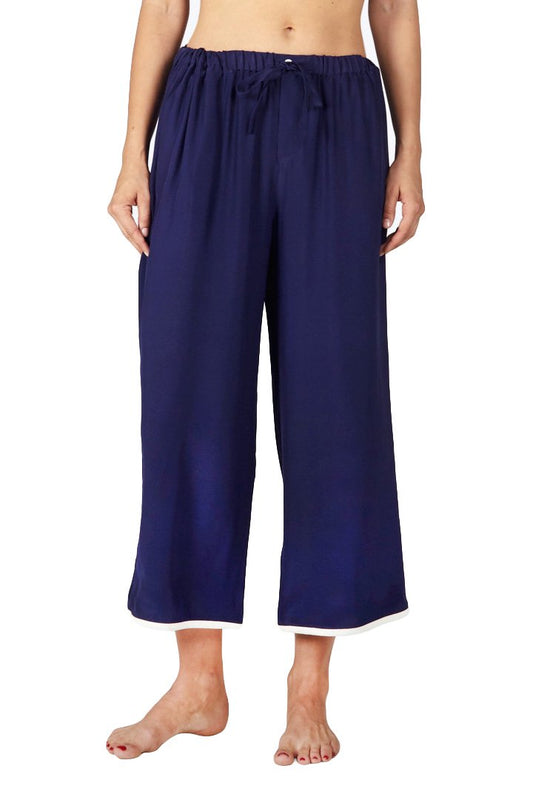 SLEEPY JONES WOMEN'S - BETTINA SILK PANT -SILK CHARMEUSE NAVY