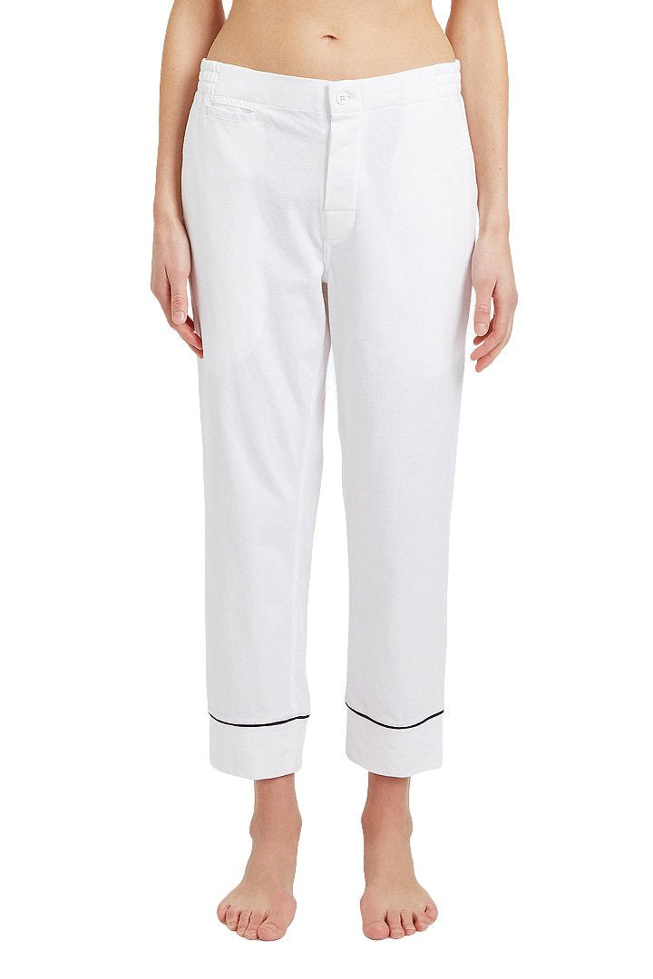 SLEEPY JONES WOMEN'S - STEVIE CUFFED KNIT PANT - SOLID JERSEY WHITE