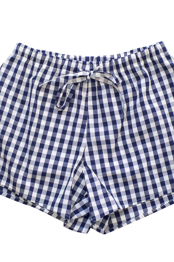 SLEEPY JONES WOMEN'S - PALOMA SHORT - LARGE GINGHAM NAVY