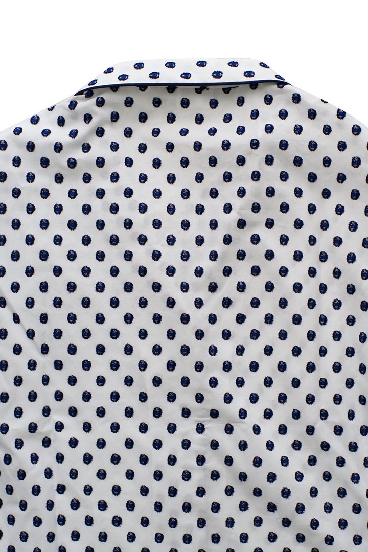 SLEEPY JONES WOMEN'S - MARINA PAJAMA SHIRT -LARGE SWISS DOT NAVY