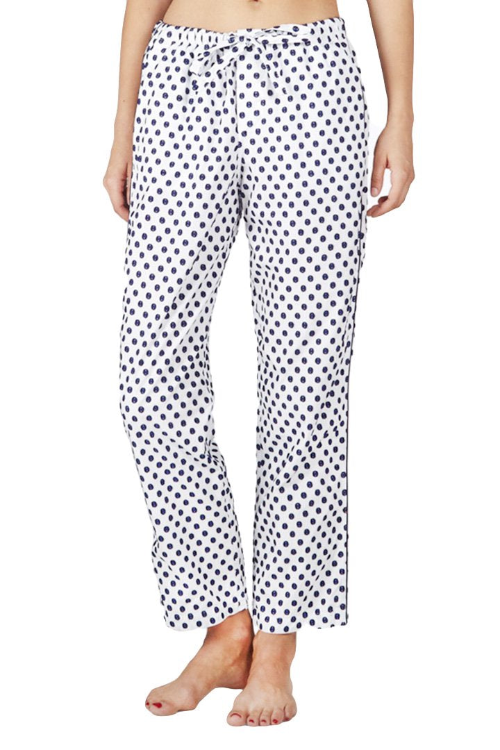 SLEEPY JONES WOMEN'S - MARINA PAJAMA PANT -LARGE SWISS DOT NAVY