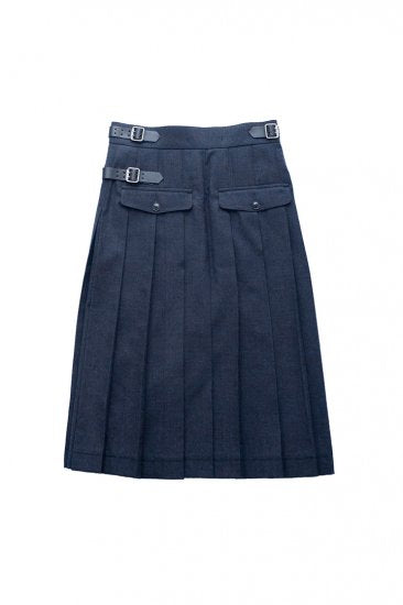 Nigel Cabourn woman - KILT SKIRT - WOOL SERGE - NAVY