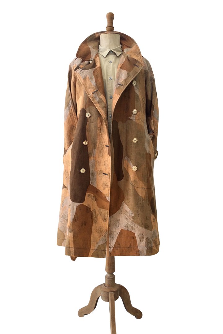 Nigel Cabourn woman - TRENCH COAT - LINEN CAMO - BEIGE