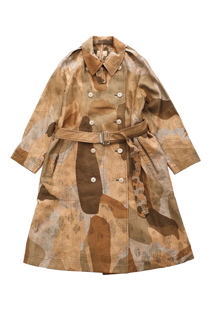 Nigel Cabourn woman - TRENCH COAT - LINEN CAMO - BEIGE