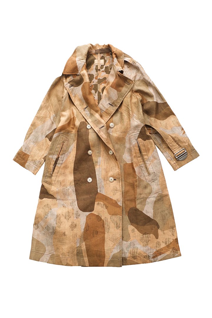 Nigel Cabourn woman - TRENCH COAT - LINEN CAMO - BEIGE