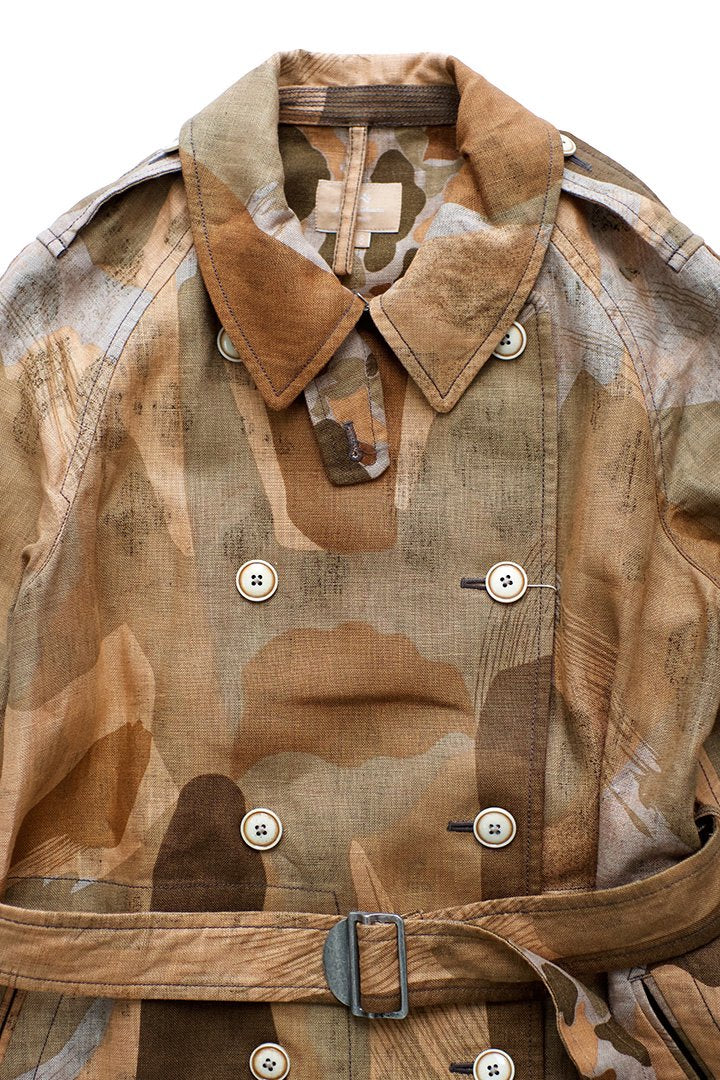 Nigel Cabourn woman - TRENCH COAT - LINEN CAMO - BEIGE