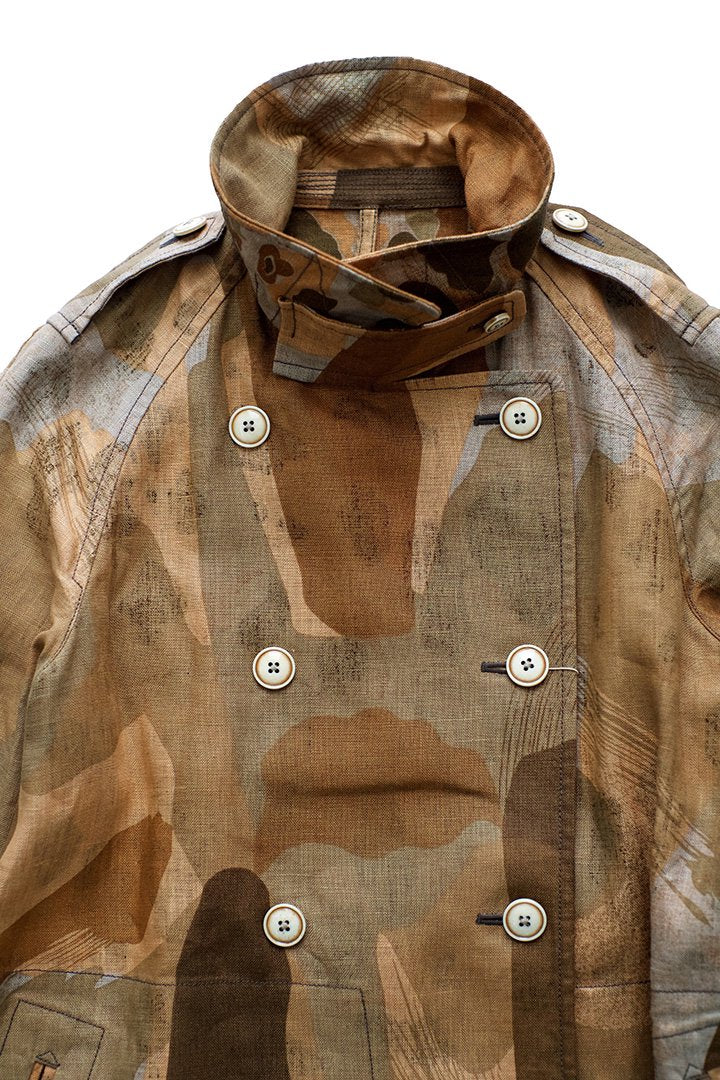 Nigel Cabourn woman - TRENCH COAT - LINEN CAMO - BEIGE