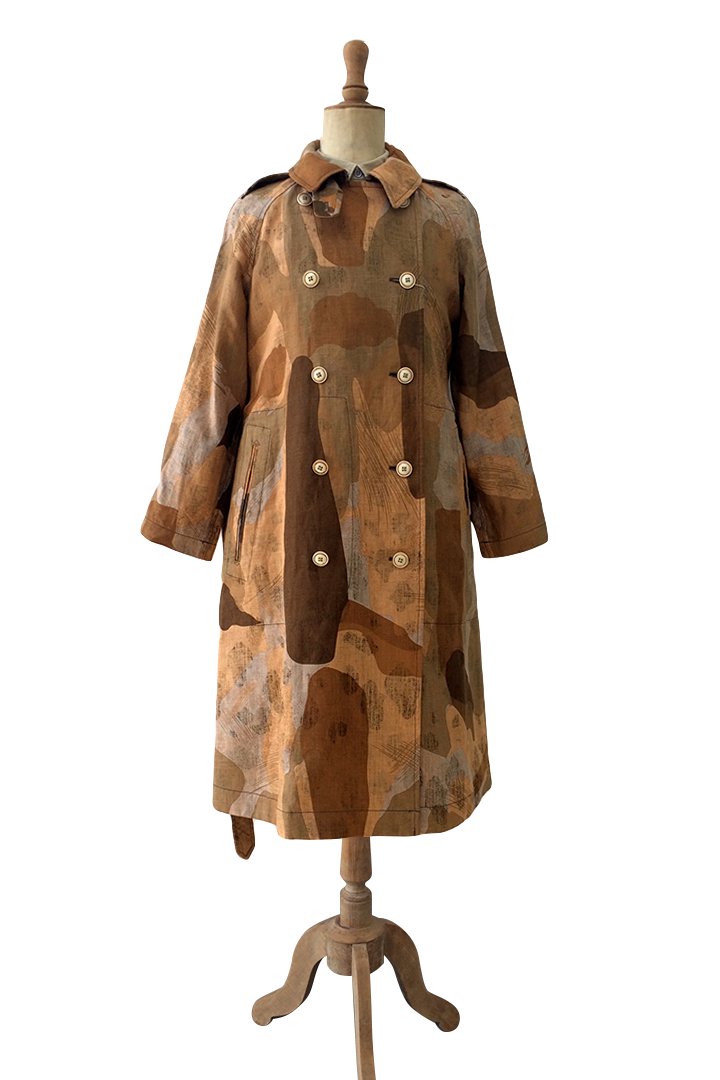 Nigel Cabourn woman - TRENCH COAT - LINEN CAMO - BEIGE