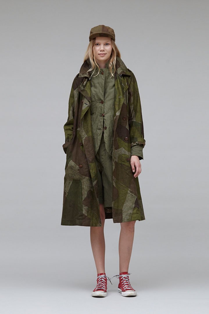 Nigel Cabourn woman - TRENCH COAT - LINEN CAMO - BEIGE