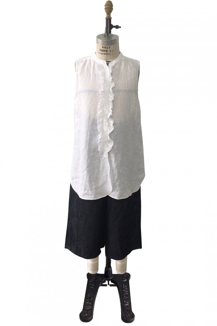 Nigel Cabourn woman - SLEEVELESS SHIRT - LINEN - WHITE