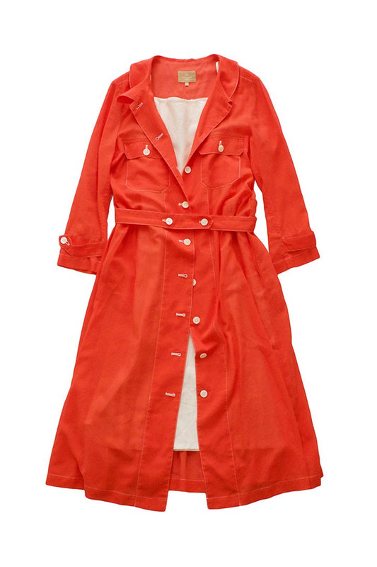 Nigel Cabourn woman - WORKWEAR DRESS - COTTON CHIFFON - RED