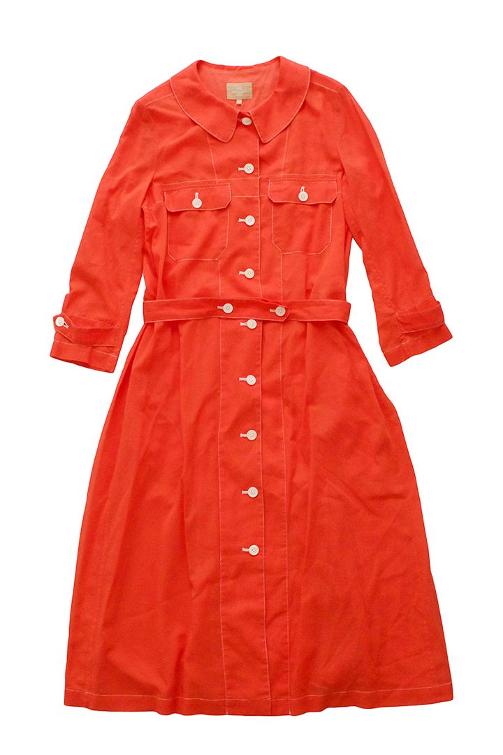 Nigel Cabourn woman - WORKWEAR DRESS - COTTON CHIFFON - RED