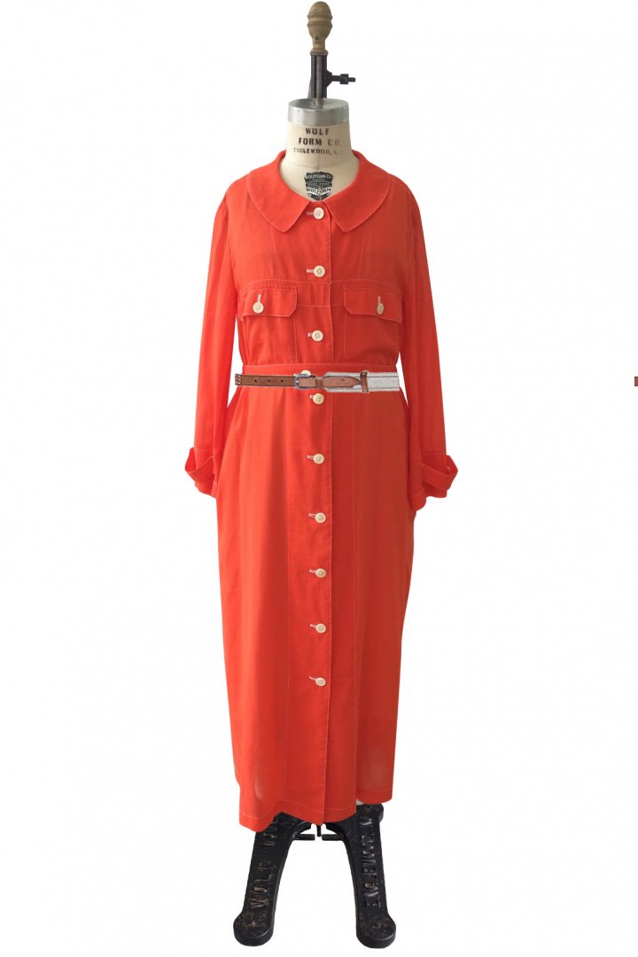 Nigel Cabourn woman - WORKWEAR DRESS - COTTON CHIFFON - RED