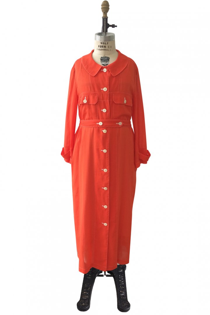 Nigel Cabourn woman - WORKWEAR DRESS - COTTON CHIFFON - RED