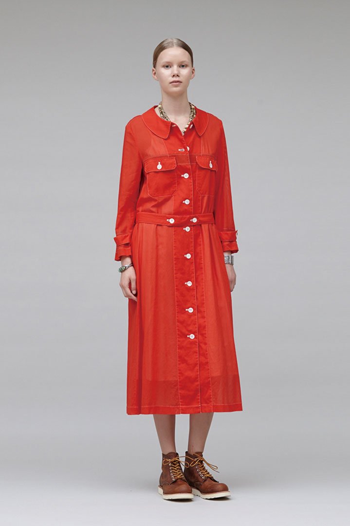 Nigel Cabourn woman - WORKWEAR DRESS - COTTON CHIFFON - RED