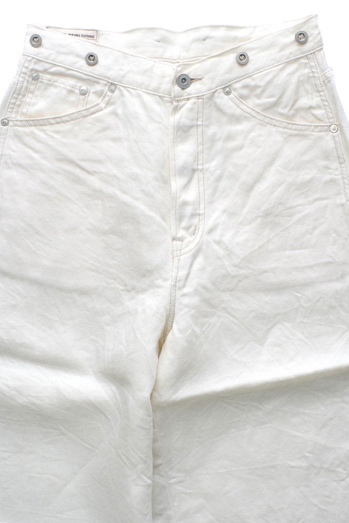 Nigel Cabourn woman - 4 POCKET CROPPED JEAN - LINEN DENIM - OFF WHITE