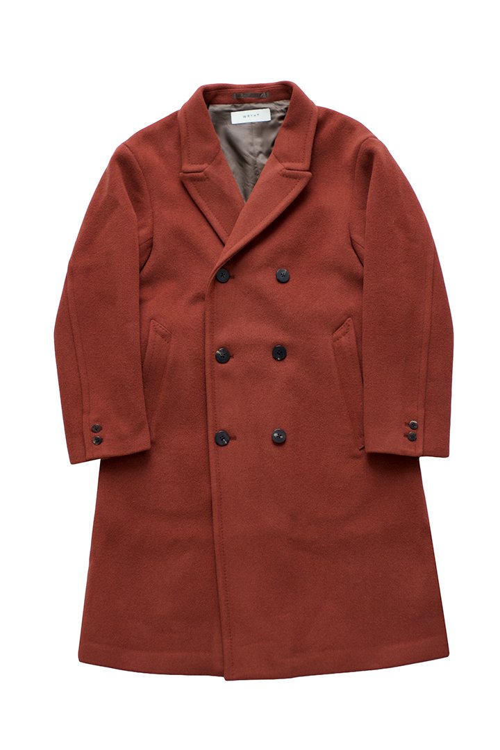 WRYHT - BEAVER CLOTH DOUBLE BREASTED COAT - CAYENNE