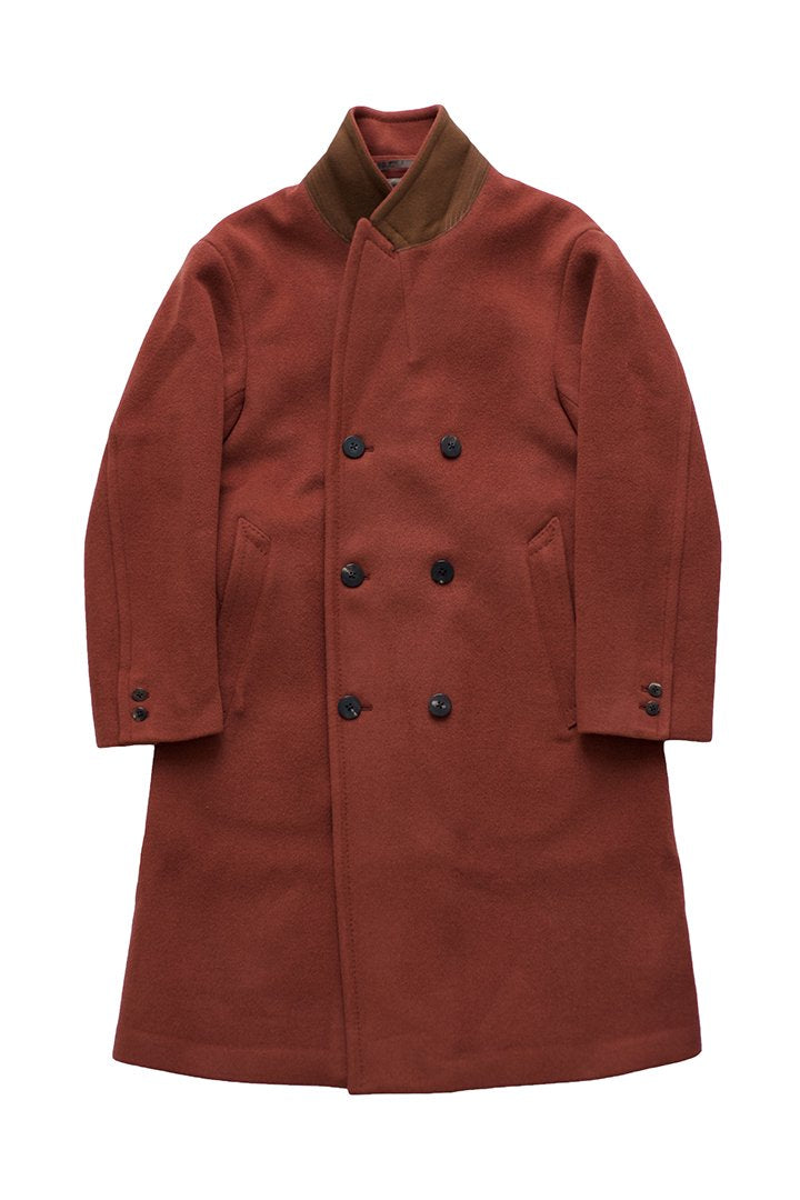 WRYHT - BEAVER CLOTH DOUBLE BREASTED COAT - CAYENNE