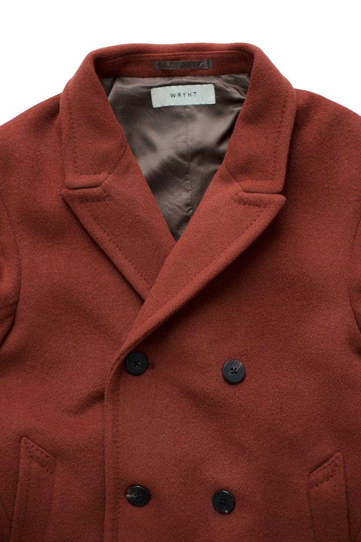 WRYHT - BEAVER CLOTH DOUBLE BREASTED COAT - CAYENNE