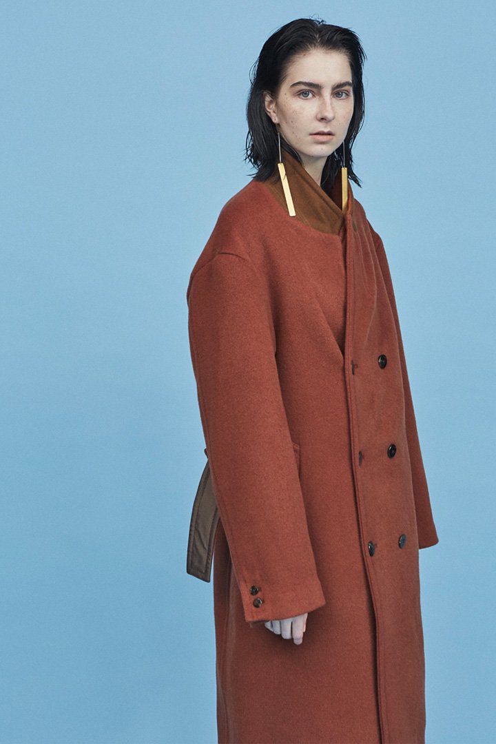 WRYHT - BEAVER CLOTH DOUBLE BREASTED COAT - CAYENNE