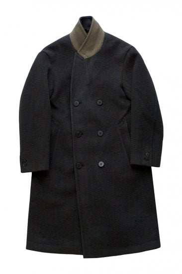 WRYHT - BEAVER CLOTH DOUBLE BREASTED COAT - GRAPHITE