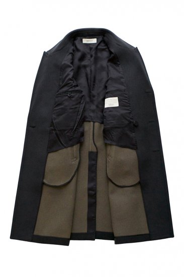 WRYHT - BEAVER CLOTH DOUBLE BREASTED COAT - GRAPHITE