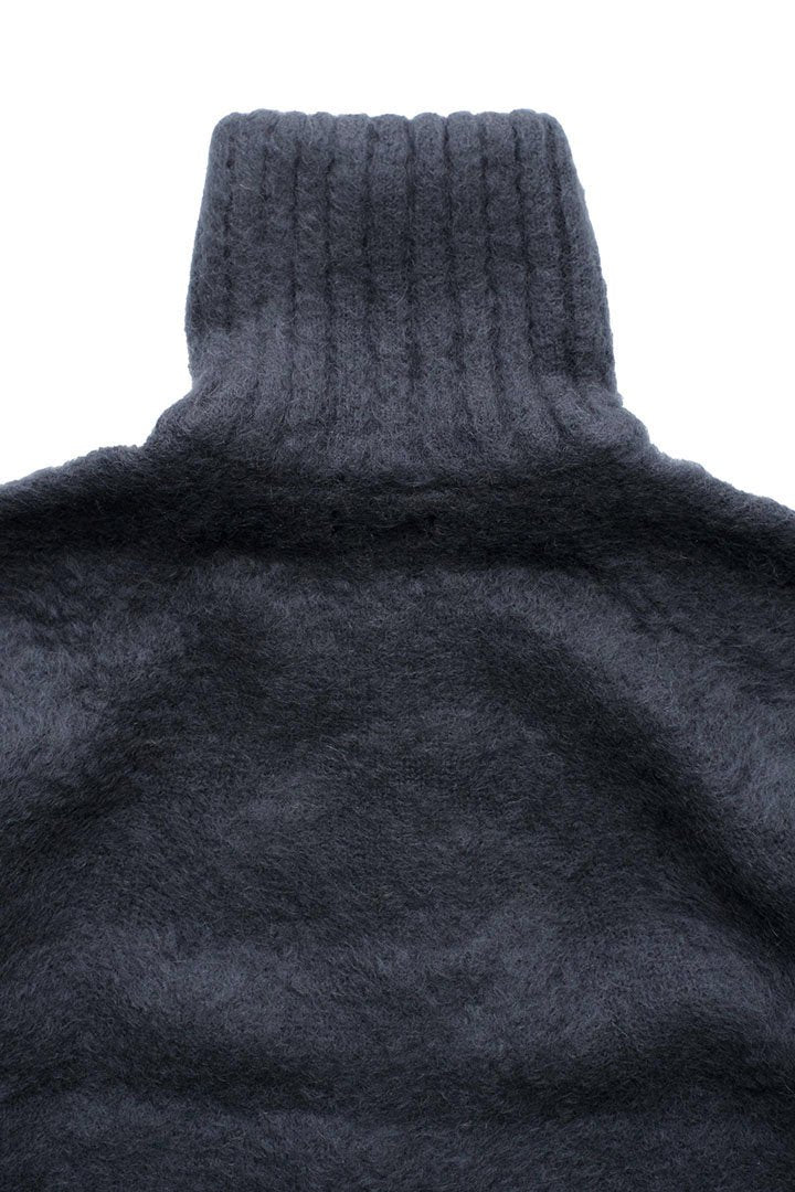 WRYHT - MOHAIR ZIP TURTLE NECK SWEATER - GRAPHITE