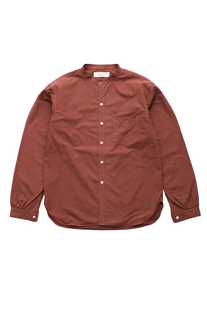 WRYHT- STUD BUTTON BAND COLLAR SHIRTS - CAYENNE