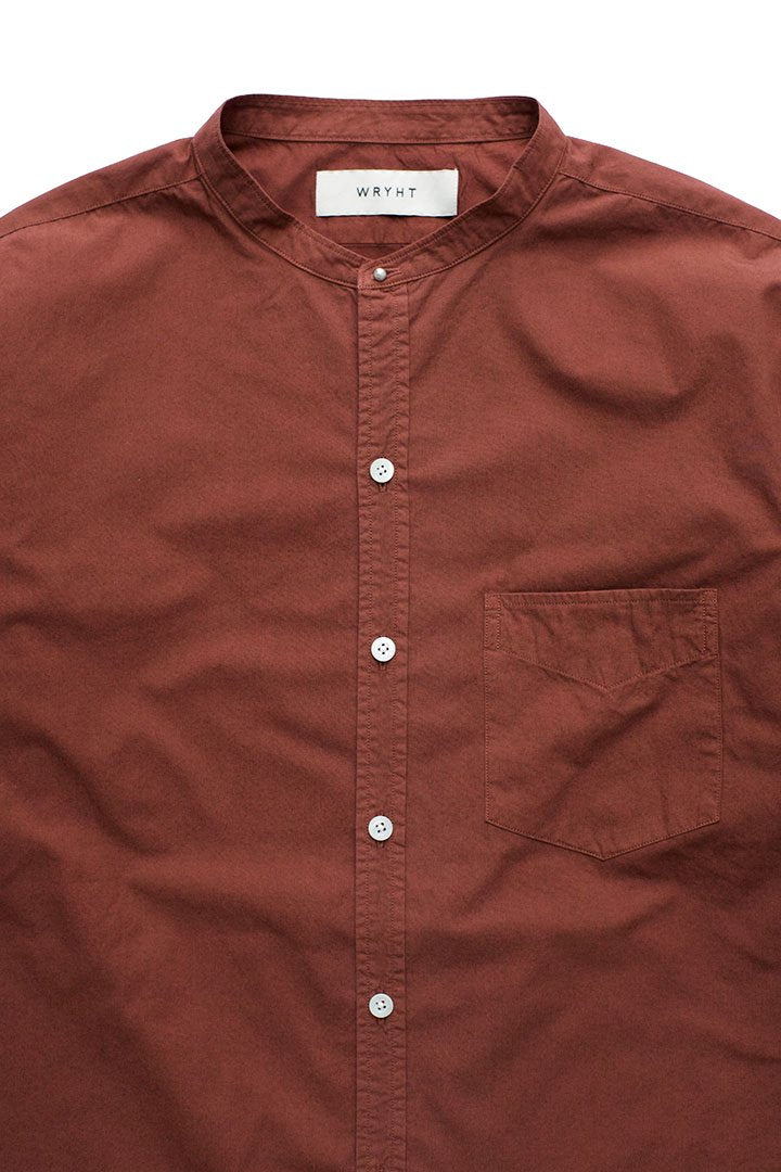 WRYHT- STUD BUTTON BAND COLLAR SHIRTS - CAYENNE