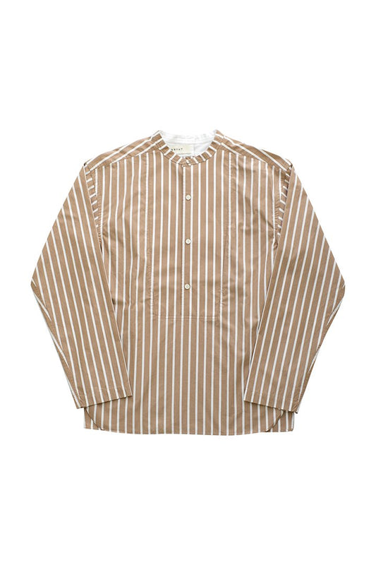 WRYHT - BACK-PLACKET BAND COLLER SHIRTS - BISQUE STRIPE