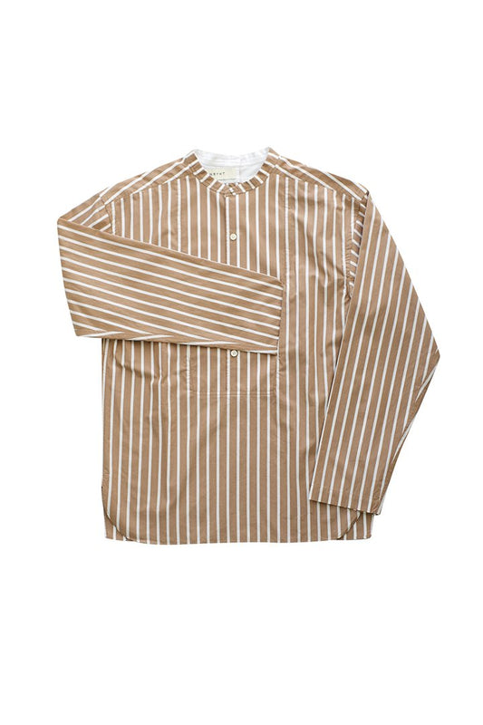 WRYHT - BACK-PLACKET BAND COLLER SHIRTS - BISQUE STRIPE