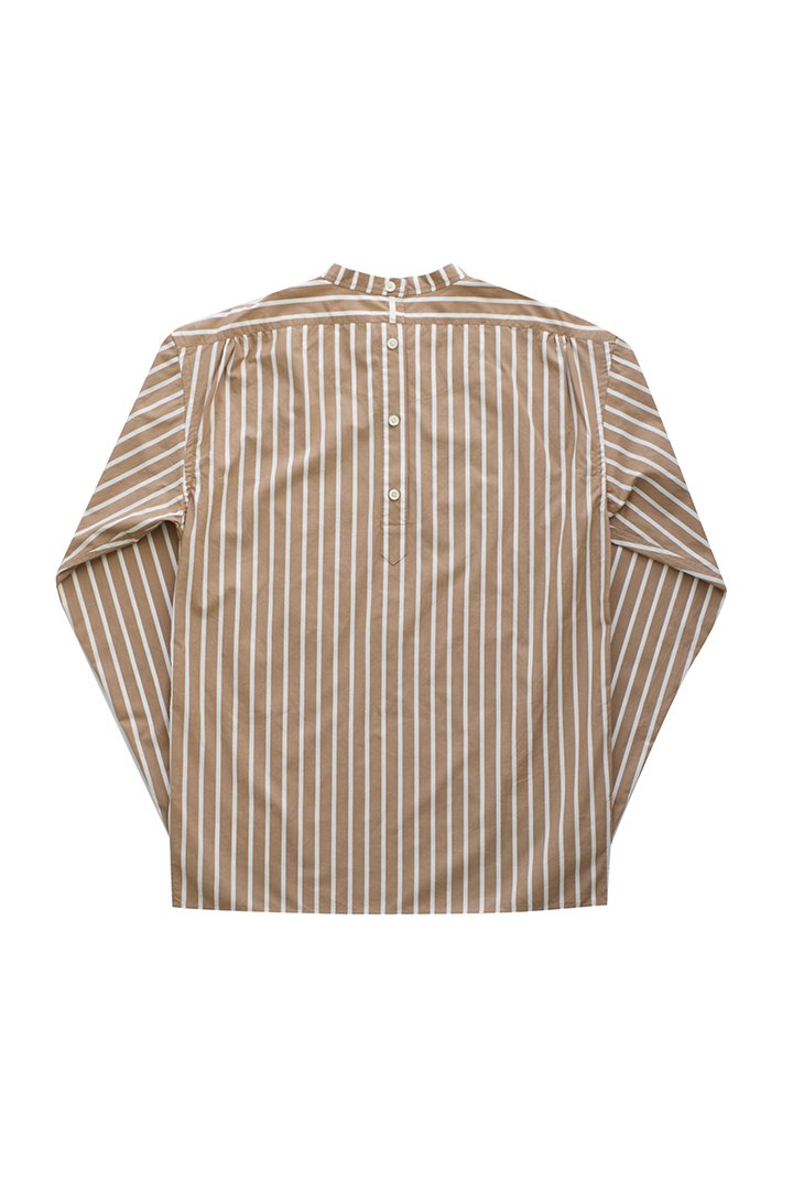 WRYHT - BACK-PLACKET BAND COLLER SHIRTS - BISQUE STRIPE