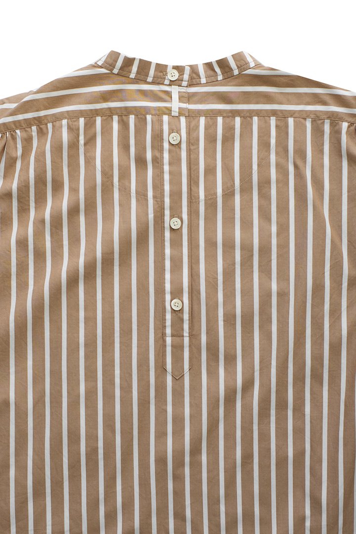 WRYHT - BACK-PLACKET BAND COLLER SHIRTS - BISQUE STRIPE