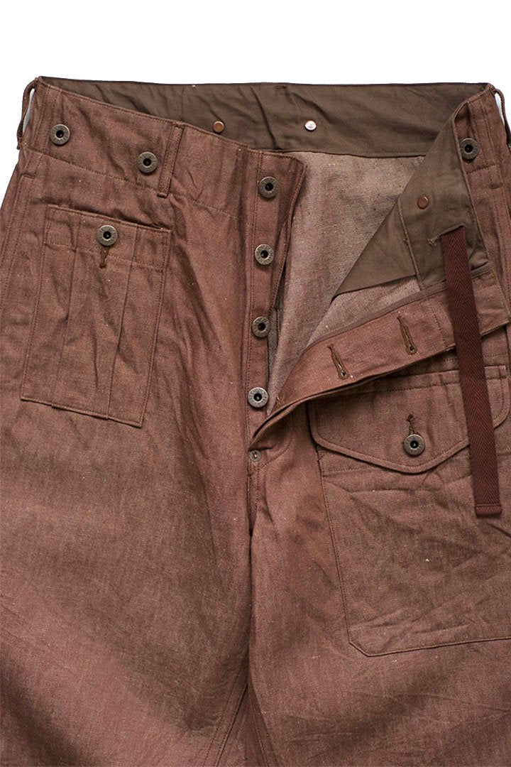 Nigel Cabourn - BATTLE DRESS SHORT C/L DENIM - BROWN