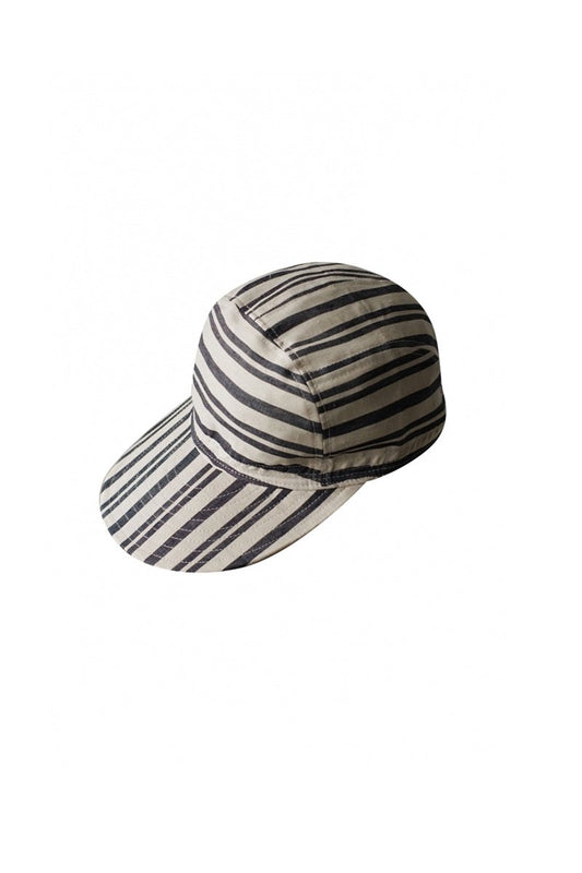 Nigel Cabourn - CYCLING CAP LINEN HICKORY - ECRU