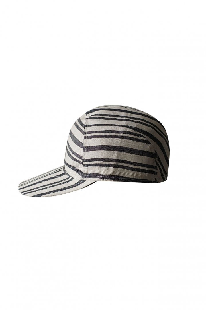 Nigel Cabourn - CYCLING CAP LINEN HICKORY - ECRU